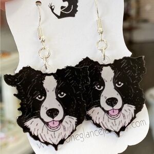 Dog-Themed Black and White Earrings